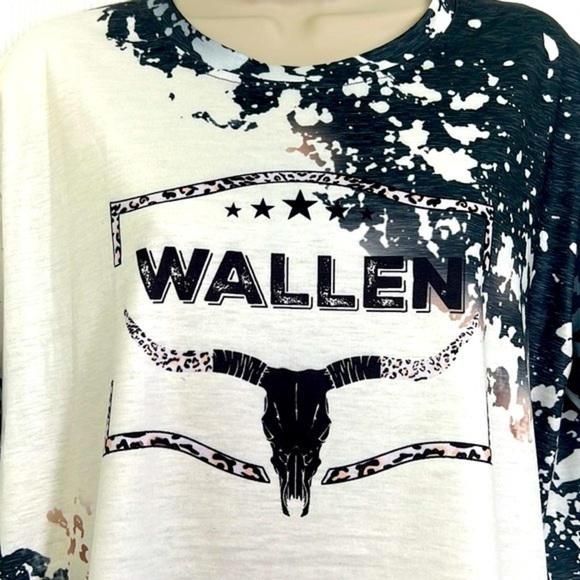 Gildan - Morgan Wallen Cowboy Steer Skull Leppard Bleach T Shirt Size Medium - Picture 4 of 10
